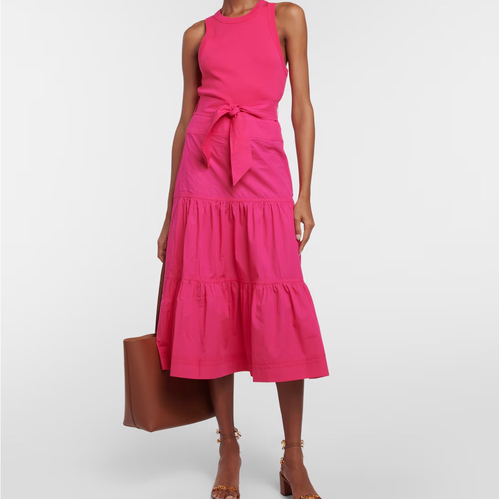 Veronica Beard Austyn Tiered Midi Dress In Fuschia